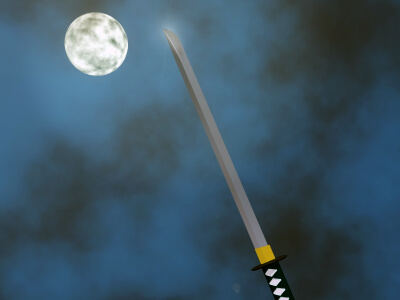 月明かりに輝く日本刀