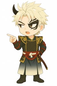 指さして右を向いている鬼丸