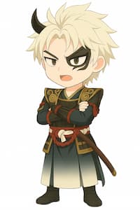 腕組みして前を見ている鬼丸