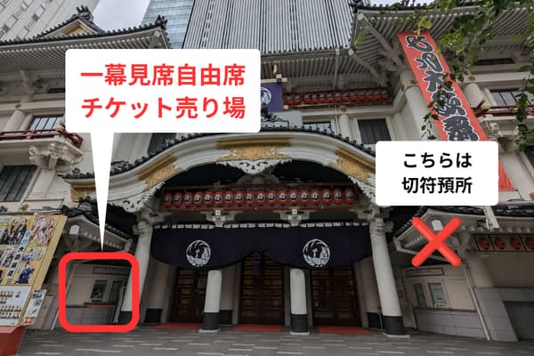 歌舞伎座の一幕見席チケット売り場の場所