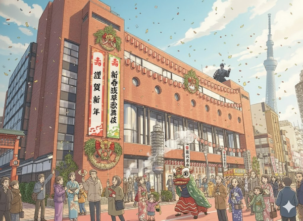 新春浅草歌舞伎が行われる浅草公会堂