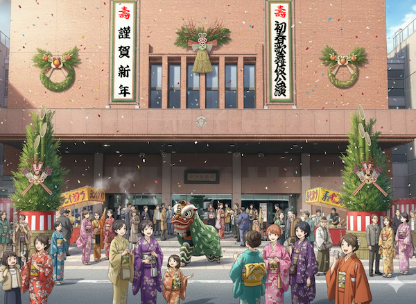 初春歌舞伎公演が行われる新橋演舞場のイメージ