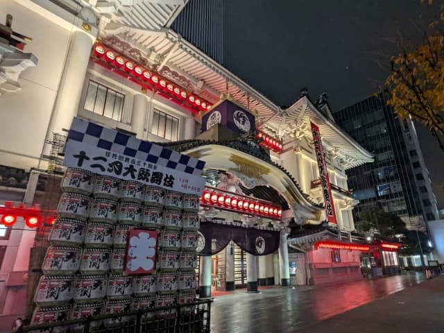 2025年12月「十二月大歌舞伎」が開催されている夜の歌舞伎座