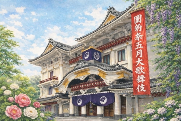 2026年5月の團菊祭五月大歌舞伎が開催される歌舞伎座イメージ