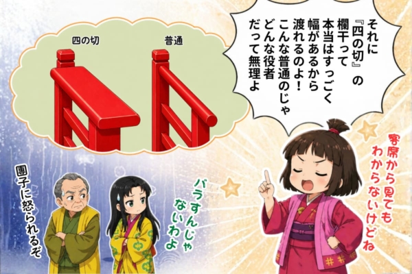 [34-5]『四の切』の舞台の秘密をばらしてしまうサコちゃん