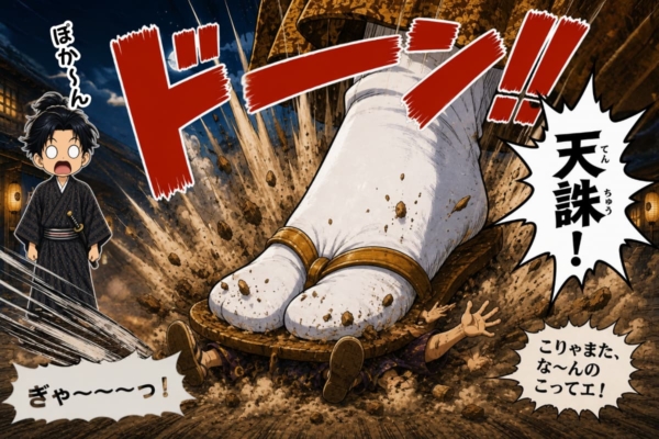 [41-6]黄門様の巨大な足が獅子蔵に天誅
