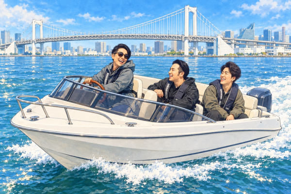 船舶免許を持つ鷹之資が操縦して、松也、右近と東京湾をクルージング